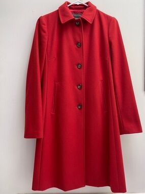 Banana Republic Factory Red Women's Long Wool Blend Coat Lined XS